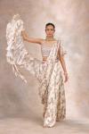 Ivory Printed Drape Saree