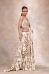 Ivory Printed Drape Saree