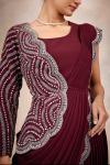 Burgundy Georgette Drape Saree