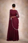 Burgundy Georgette Drape Saree