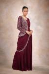 Burgundy Georgette Drape Saree