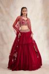 Carmine Red Georgette Lehenga