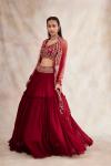 Carmine Red Georgette Lehenga