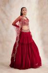 Carmine Red Georgette Lehenga