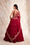 Carmine Red Georgette Lehenga