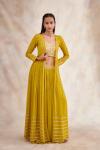 Lime Green Sharara Cape Set