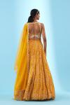 Mustard Printed Georgette Lehenga