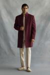 Wine Raw Silk Jacket Set