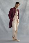 Wine Raw Silk Jacket Set