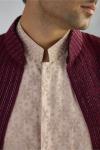 Wine Raw Silk Jacket Set