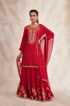 Vermillion Bandhani Silk Lehenga