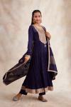 Ink Blue Silk Anarkali Suit Set