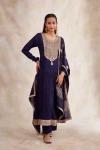 Ink Blue Silk Anarkali Suit Set