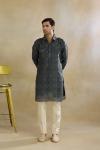 Charcoal Grey Pathani Kurta Set.