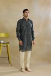 Charcoal Grey Pathani Kurta Set.