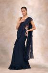 Berlin Blue Georgettte Drape Saree