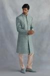 Turquoise Blue Silk Sherwani