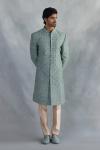 Turquoise Blue Silk Sherwani