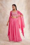 Barberry Pink Cape Sharara Set