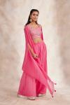 Barberry Pink Cape Sharara Set