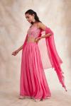 Barberry Pink Cape Sharara Set