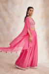 Barberry Pink Cape Sharara Set