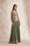 Rifle Green Cape Sharara Set