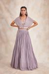 Elderberry Mauve Cape Lehenga