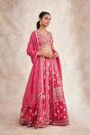 Hot Pink Chiffon Banarasi Lehenga