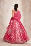 Hot Pink Chiffon Banarasi Lehenga