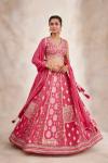 Hot Pink Chiffon Banarasi Lehenga