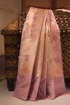 Crystal pink Kattan silk saree