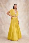 Misted Yellow Cape Lehenga