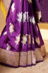 Dark Periwinkle Banarsi Kattan Silk Saree