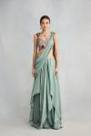 Sage Green Raw Silk Drape Saree