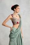 Sage Green Raw Silk Drape Saree