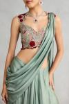 Sage Green Raw Silk Drape Saree