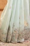 Powder Blue Organza Lehenga Saree