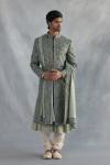 Sage Green Raw Silk Sherwani