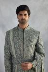 Sage Green Raw Silk Sherwani