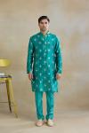 Onyx Green Bandej Silk Kurta Set