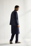 Navy Blue Silk Half Jacket Set