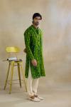 Green Tie & Dye Silk Kurta Set