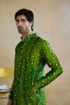 Green Tie & Dye Silk Kurta Set