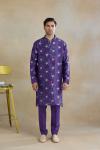 Geode Purple Bandej Silk Kurta Set