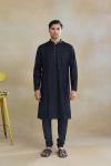 Black Monga Silk Kurta Set