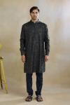 Black Tussar Silk Kurta Set