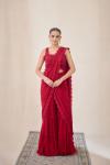 Fire Red Garara Saree Set