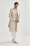 Beige Silk Half Jacket Set