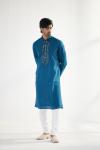 Cerulean Blue Cotton Mirror Kurta Set